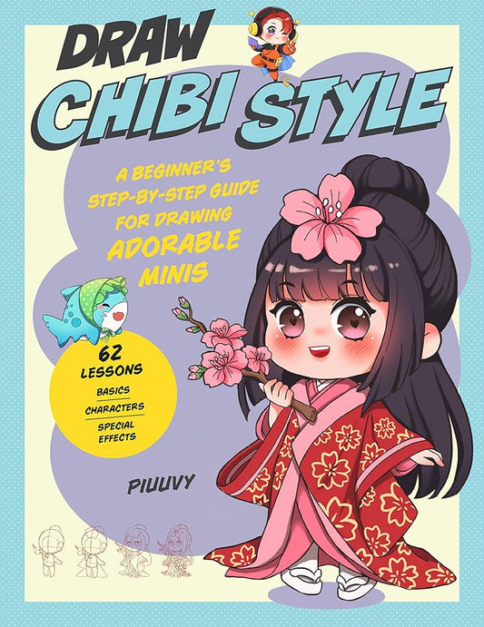 Draw Chibi Style: A Beginner's Step-by-Step Guide for Drawing Adorable Minis - 62 Lessons: Basics, Characters, Special Effects cover image
